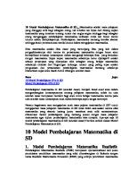 10 Model Pembelajaran Matematika Di SD