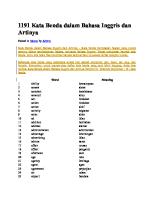 1191 Kata Benda Dalam Bahasa Inggris Dan Artinya