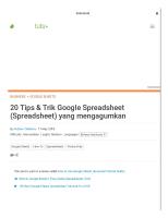 20 Tips & Trik Google Spreadsheet (Spreadsheet)