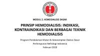 4 Prinsip Hemodialisis - Indikasi, Kontraindikasi Dan Berbagai Teknik Hemodialisis [PDF]