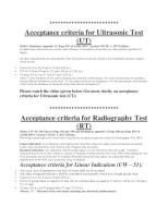 Acceptance Criteria For NDT (UT, RT, DPT, Visual, MPT)