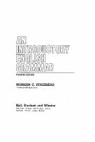 An Introductory English Grammar by N C Stageberg PDF