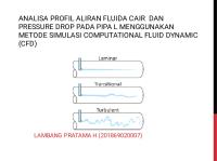 Analisa Profil Aliran Fluida Cair Dan Pressure Drop