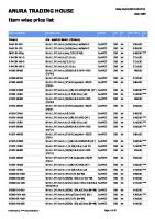 Anura Trading House: Item Wise Price List