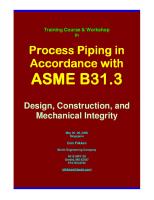 ASME B31.3 Process Piping Course Training Material PDF [PDF]