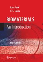 Biomaterials - An Introduction - PARK & Lakes 2007 Tec PDF