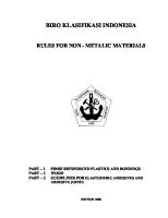 Biro Klasifikasi Indonesia: Rules For Non - Metalic Materials