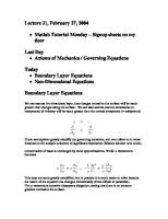 Boundary Layer Equations - Non-Dimensional Equations