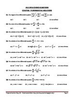 CH 9 Differential Equations Multiple Choice Questions (With Answers)