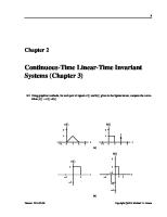 ch3 Solutions Continuous-Time Signals and Systems (Version: 2013-09-11) Michael D. Adams