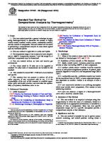 Compositional Analysis by Thermogravimetry: Standard Test Method For