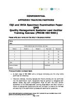 CQI IRCA QMS Specimine Exam Paper