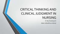 Critical Thinking and Clinical Judgment in Nursing