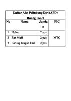 Daftar Alat Pelindung Diri