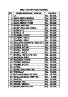 Daftar Harga Warung