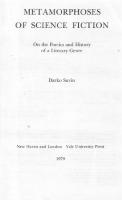 Darko Suvin - Metamorphoses of Science Fiction - On The Poetics and History of A Literary Genre (1977, Yale University Press) PDF [PDF]