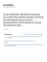 Data Mining Menggunakan Algoritma Naïve Bayes Untuk Klasifikasi Kelulusan Mahasiswa