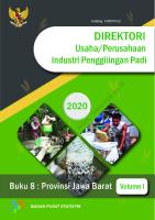 Direktori Usaha - Perusahaan Industri Penggilingan Padi 2020 Buku 8 - Provinsi Jawa Barat Volume I