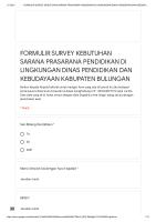 Formulir Survey Kebutuhan Sarana Prasarana Pendidikan Di Lingkungan Dinas Pendidikan Dan Kebudayaan Kabupaten Bulungan