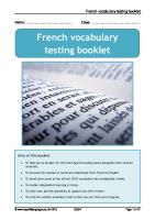 French Vocabulary Testing Booklet