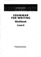 Grammar For Writing Workbook Grade 8