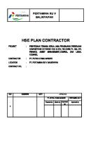 Hse Plan Contractor: Pertamina Ru V Balikpapan