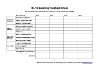 IELTS Speaking Student Feedback Sheet PDF