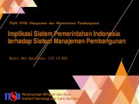 Implikasi Sistem Pemerintahan Yang Digunakan Indonesia Terhadap Sistem Manajemen Pembangunan [PDF]