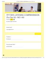 ITP TOEFL LISTENING COMPREHENSION (Try Out 12) - NO 1-50