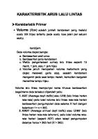 Karakteristik Arus Lalu Lintas [PDF]