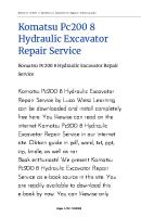 Komatsu pc200 8 Hydraulic Excavator Repair Service