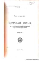 Korporatif Devlet; XIX VE XX'inci Yüzyıllarda Avrupa'da Korporatif Devlet Teorileri ve Korporatif Devlet Sistemleri [PDF]