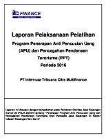 Laporan Pelaksanaan Pelatihan APU&PPT