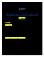 Mathematical Physics-II PDF [PDF]