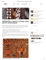 Mengenal 6 Motif Utama Khas Batik Pedalaman - Batikbro