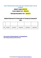 Method Statement For Construction of Jetty