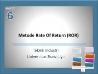 Metode Rate of Return (ROR)