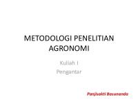 Metodologi Penelitian Agronomi Kuliah I