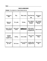 Mindfulness Bingo Card