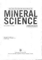 Mineral Science Cornelis Klein [PDF]