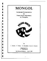 Mongol Language Competencies for Peace Corps Volunteers in Mongolia