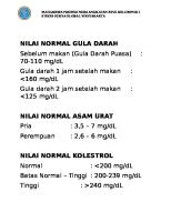 Nilai Normal Gula Darah