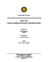 Numeral Classifiers and Plurals in Indonesian Nominal