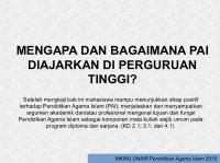 Pai Diajarkan Di Perguruan Tinggi