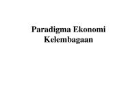 Paradigma Ekonomi Kelembagaan