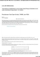 Pembahasan Soal Open-Ended, TIMMS, Dan PISA - Live With Mathematics [PDF]