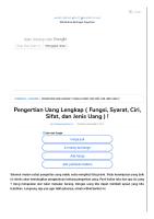 Pengertian Uang Lengkap (Fungsi, Syarat, Ciri, Sifat, Dan Jenis Uang) ! [PDF]