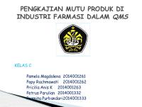 Pengkajian Mutu Produk Di Industri Farmasi Dalam Qms