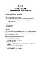 Penyelesaian Persamaan Non Linear: Metode Grafik Dan Tabulasi