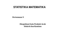 Pertemuan 9 Ekspektasi Satu Peubah Acak Diskrit Dan Kontinu [PDF]